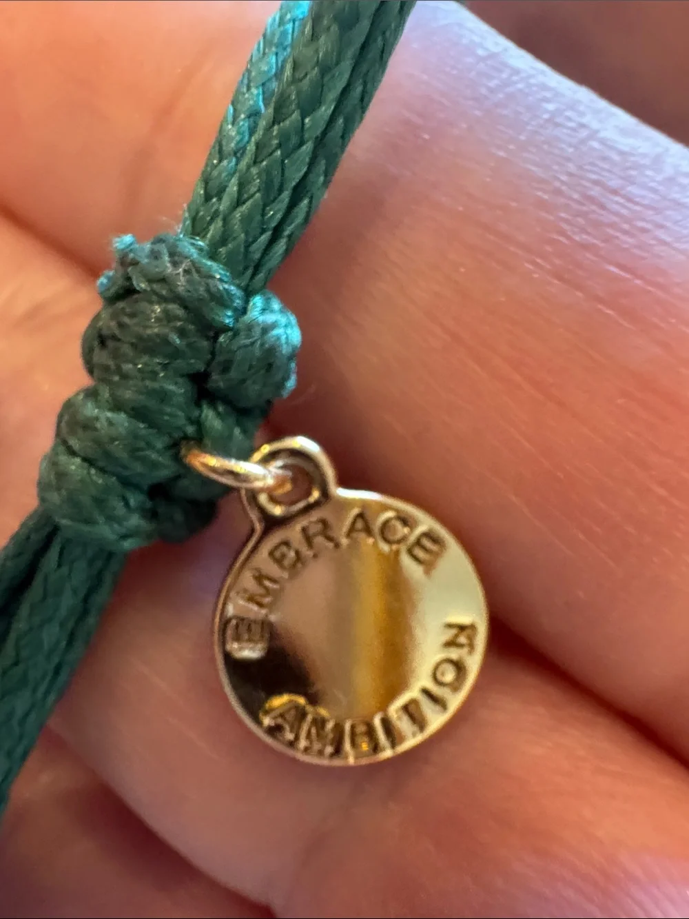 Tory Burch Dark Green Cord Bracelet with Gold Logo Accent